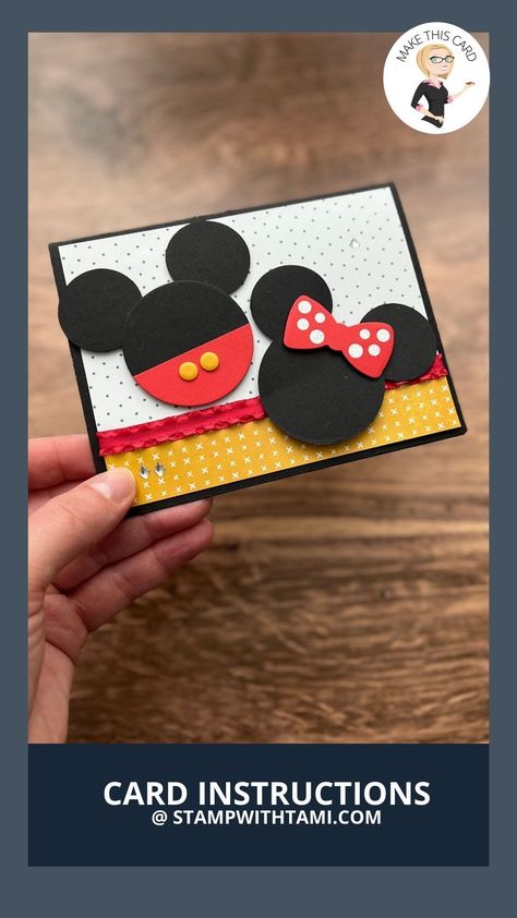 Ladybug Series Cards Disney Handmade Cards, Stampin Up Minnie Mouse Card, Mickey Mouse Paper Crafts, Punch Art Cards Ideas, Mickey Mouse Card Ideas, Mickey Mouse Birthday Cards, Disney Thank You Cards, Minnie Mouse Cards Handmade, Mickey Mouse Cards Handmade