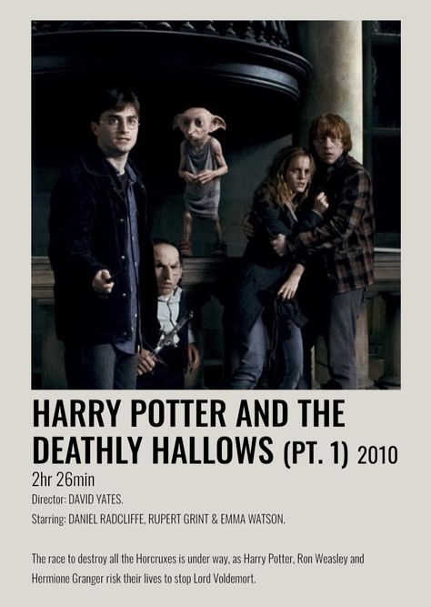 Harry Potter 1 Movie, Hery Potter, Harry Potter Movie Posters, Film Polaroid, Deathly Hallows Part 1, Harry Potter Wall, Harry Potter Poster, Movie Card, The Deathly Hallows