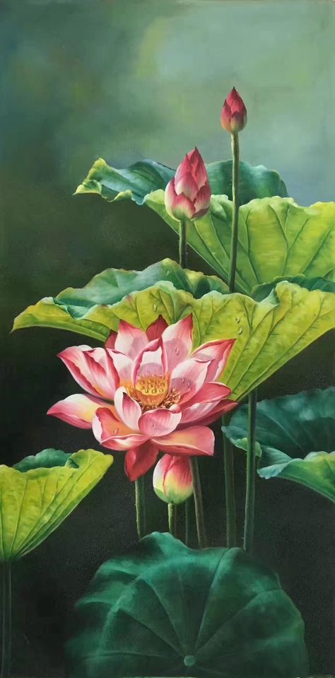 Water Lilies Art, Lotus Flower Painting, Lotus Flower Pictures, Pond Painting, Lotus Flower Art, Lotus Painting, Buddha Art Painting, Lotus Art, Acrylic Painting Flowers
