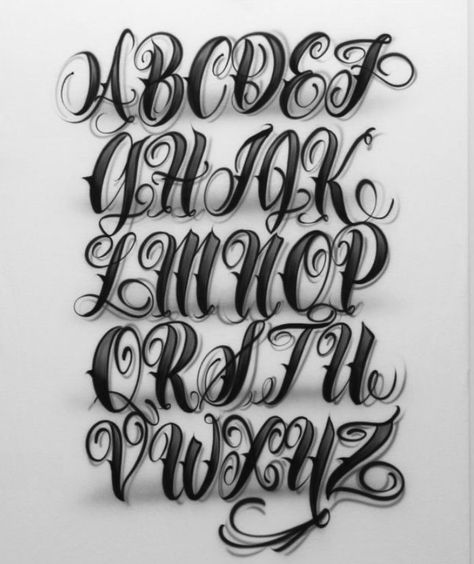 Letters For Tattoos Fonts, Letter Font Tattoo Designs, Victorian Typography Lettering, Tattoo Lettering Fonts Old School, Chicano Tattoo Font Alphabet, Alphabet Tattoo Design Lettering Styles, Tattoo Letters Styles, Cursive Chicano Lettering, Chicano Font Alphabet