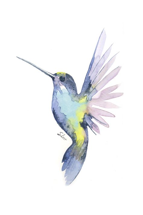 Humming Bird Art, Watercolour Birds, Watercolor Hummingbird, Hummingbird Painting, Bird Watercolor Paintings, Animal Supplies, Animal Funny, Watercolor Paintings Easy, Humming Bird