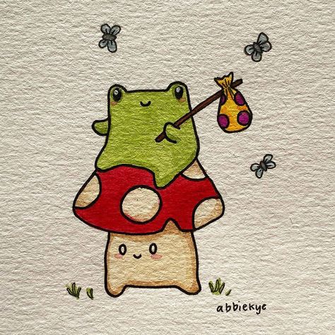 frog and mushroom drawing