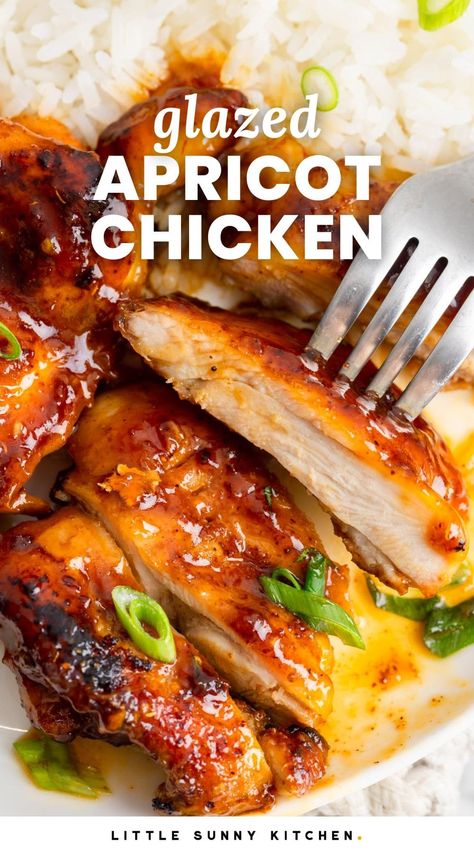 This easy sweet and savory Glazed Apricot Chicken dinner is so packed with flavors, ready in under 30 minutes, and simple to make on the stovetop. Welcome To Usa, Apricot Glazed Chicken, Favorite Dinner Recipes, Apricot Chicken Recipes, Chicken Breast Cutlet, Apricot Recipes, Apricot Chicken, Sweet Chicken, Favorite Dinner