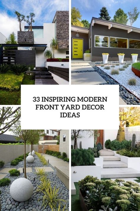 Modern Landscaping Front Yard, Front Yard Planters, Modern Landscape Design Front Yard, Front Yard Decor, Modern Front Yard, Stone Landscaping, Minimalist Garden, Front Courtyard, Front Yard Design