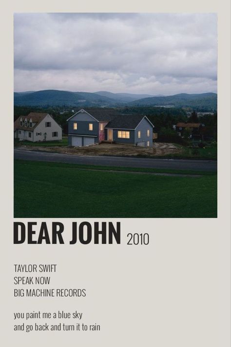 DEAR JOHN TRACK POLAROID TAYLOR SWIFT Dear Jhon, Taylor Swift Dear John, Taylor Polaroid, Taylor Swift Discography, Taylor Swift Album Cover, Song Posters, Album Wall, Polaroid Posters, Taylor Songs