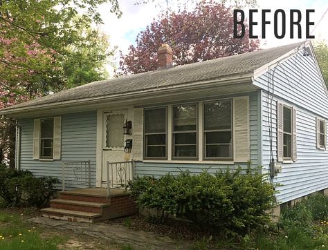 Renovated Small House, Interior Ranch Remodel, 1950 House Remodel, 1950s House Renovation, Small Ranch House, Ranch Makeover, Small Cottage Designs, Cottage Makeover, Ranch House Remodel