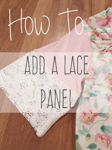 Adding Fabric To Shirts, How To Add Sleeves To A Sleeveless Top, How To Sew Lace On Fabric, Alter Clothing, Diy Lace Sleeves, Diy Lace Shirt, Sewing Repairs, Fashion Upcycling, Lace Panel Top