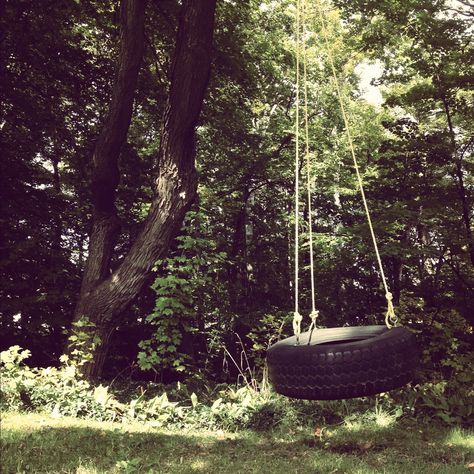 Tire swings<3 jk I live here! Tire Swing Aesthetic, Hangout Spot Aesthetic, Tree Swing Aesthetic, Swing Set Aesthetic, Tree House Aesthetic, Forest Hangout, Swing In The Woods, Woods Hangout Spot, Summer Hangout Spot