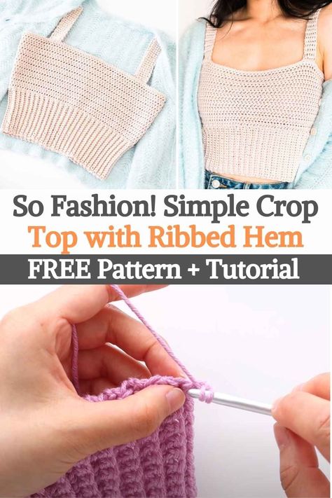 Crochet Queen, Crochet Tube Top, Simple Crop Top, Ribbed Crochet, Tank Top Pattern, Crop Top Pattern, Crochet Crop Top Pattern, Medium Weight Yarn, Crochet Tops Free Patterns