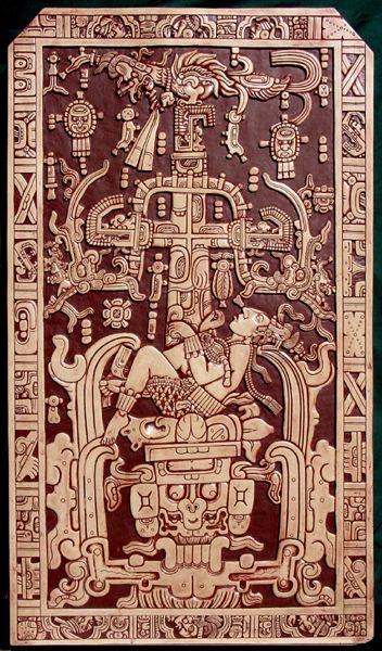 The carved tomb lid of King Pacal c. 684 AD. He's riding a rocket. Alien Theories, Ancient Astronaut, Mayan Art, Ancient Maya, Ancient Technology, Aztec Art, Aliens And Ufos, Mystery Of History, Ancient Mysteries