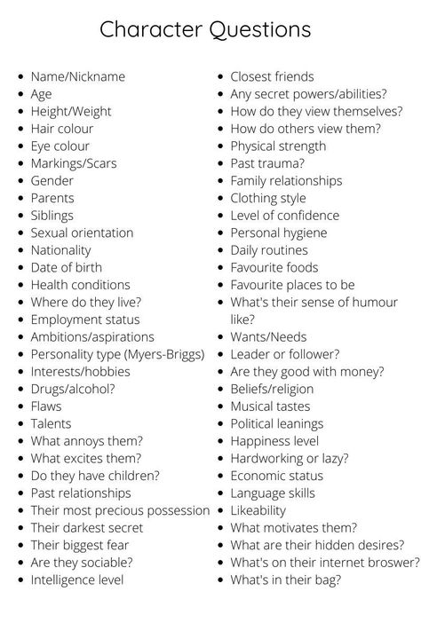 Character Building Checklist - Creative Writing Resources - Actual Ar Character Checklist, Character Sheet Writing, Writing Expressions, Writing Outline, Writing Inspiration Tips, Writing Plot, Writing Prompts For Writers, Writing Dialogue Prompts, Creative Writing Tips