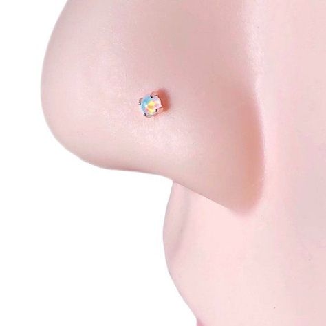 Nose Stud Jewelry, Piercings Silver, Opal Piercing, Piercings Black, Arabic Tattoos, Tattooed Models, Rose Gold Nose Ring, Bodysuit Tattoos, Double Nose Ring