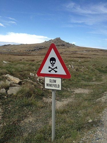 Who wouldn't want to visit a minefield in the Falkland Islands? Unsettling Signs, Ominous Signs, Creepy Signs, Tma Entities, Scary Signs, Weird Signs, Types Of Strokes, Spooky Signs, Mr Burns