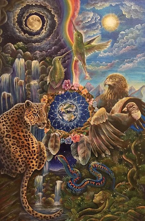 Divine Sanctuary | Visionary Art Gaia Art, Nature And Spirituality, Shamanic Art, The Four Winds, Four Winds, Procreate Ipad Art, Art Magic, Psy Art, Spiritual Artwork