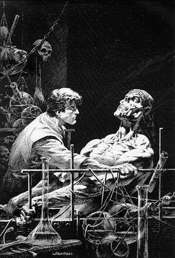 Frankenstein Art And Illustration, Horror Comics, Chiaroscuro, Frankenstein Illustration, Frankenstein Art, Bernie Wrightson, Bd Comics, Classic Monsters, Norman Rockwell