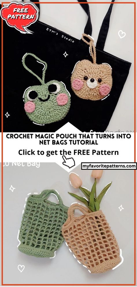 Crochet Magic Pouch that turns into Net Bags Tutorial Tela, Amigurumi Patterns, Free Jellyfish Crochet Pattern, Beginning Crochet Tutorial Step By Step, Crochet Net Pattern, Crochet Hook Pouch, Chunky Yarn Crochet Pattern, Crochet Hook Bag, Summer Crochet Patterns Free