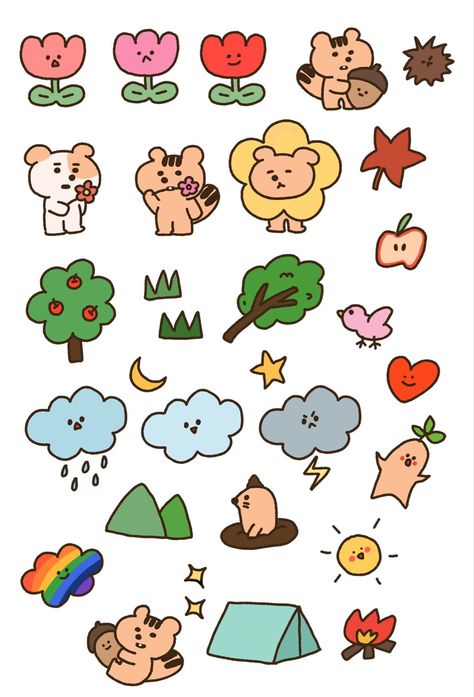 #notion #stickers #journal #template #organization #aesthetic #kawaii #bujo #korean Doodles Cute, Cute Easy Doodles, صفحات التلوين, Korean Stickers, Cute Doodle, Kawaii Doodles, Sticker Template, Cute Doodle Art, Cute Kawaii Drawings