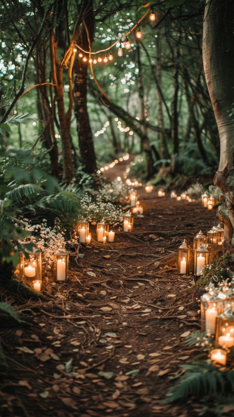 Forest Asethic Wedding, Twilight Forest Wedding Aesthetic, Forest Venues For Weddings, Woodland Summer Wedding, Wedding Ideas Nature Theme, Cinnamon Fall Wedding, 21st Night Of September Wedding, Wedding Aesthetic Forest, Wedding In Forest Decoration