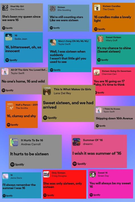 Songs For 14th Bday, Sweet 16 Songs For Instagram, Songs With 16 In It, Birthday Captions Sweet 16, 16birthday Captions, Songs For 13 Birthday, 16 Birthday Themes Ideas Sweet Sixteen, Sixteenth Birthday Party Ideas, 16 Birthday Playlist