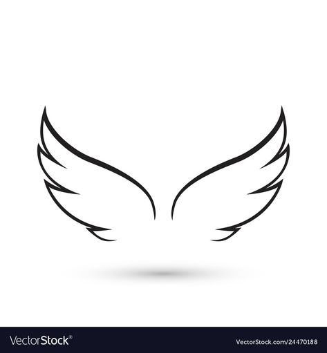 Wing Tattoo Designs Small, Simple Wings Tattoo Designs, Simple Angel Wings Drawing, Angel Wing Vector, Simple Angel Wings Tattoo Design, Simple Wing Tattoo Designs, Angel Wings Logo Design, Simple Wings Drawing, Wing Outline Tattoo