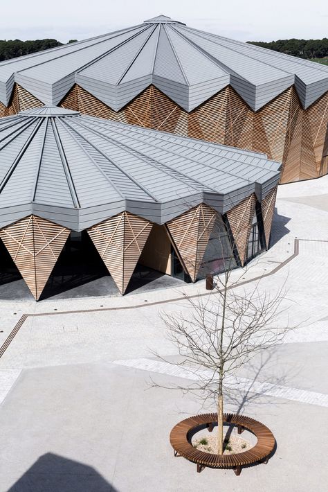 K Architectures creates trio of permanent circus tents for theatre in Béziers Theatre Architecture, Theatre Plan, Theater Building, Circus Tents, Circular Buildings, Architecture Renovation, Theater Architecture, Cladding Design, Open Architecture