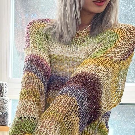 ᴋ ᴀ ʀ ᴀ on Instagram: "lemon drop open knit🍸🍋  15% off all patterns until christmas!! join me in making last minute gifts for the friends & fam🤝 this pattern only takes 3-4 days to knit up. link in bio <3  u can also buy this knit on my website if ur interested💘" Knit Open Sweater, Basic Open Knit Sweater, Crochet Open Knit Sweater, Loose Knit Sweaters Pattern, Handmade Knit Sweater, Open Knit Sweater Pattern, Simple Knit Sweater Pattern, Loose Knit Sweater Pattern, Knit Loose Sweater