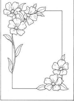 Flower Frame Drawing Simple, Flower Frame Design Simple, Flower Frame Drawing, Flower Borders And Frames, Simple Flower Border, Flower Border Drawing, Flower Frame Design, Tablecloth Design, Drawing Borders