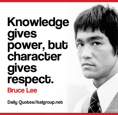 Career Lesson: Knowledge gives power, but character gives respect #Leadership #Quote #BruceLee #Tech #Business Brucelee Quote Wallpaper, Be Water My Friend, Trening Sztuk Walki, Bruce Lee Quotes, Bruce Lee Photos, Tech Business, Warrior Quotes, Quotes By Famous People, Strong Quotes