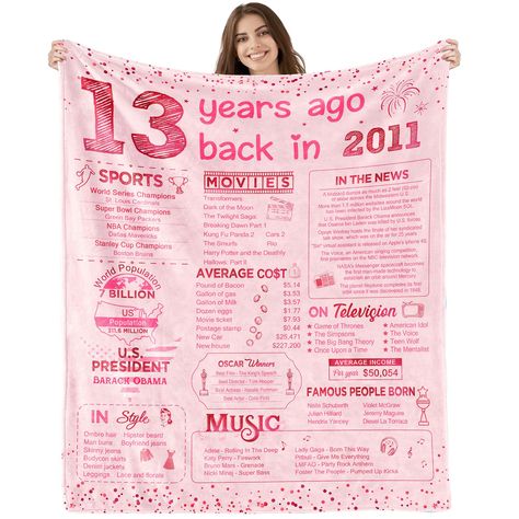 PRICES MAY VARY. 🎀【TEEN GIRL GIFTS】13 years old is a meaningful age, which means that a person is already an teenager, which is definitely a day worth celebrating in life. This blanket can be a personalized gift for 13 year old boys and girls, not only a creative birthday gift for daughter, son, sister, brother, nephew, niece, granddaughter, grandson, but also can bring them warmth, love and courage. Gifts for teenage girls,teenage girls gifts ideas,13 year old girl gift ideas,birthday gifts fo 16 Birthday Gifts For Girls, 16th Birthday Gifts For Girls, Gift Ideas For Daughter, Sweet 16 Birthday Gifts, 16th Birthday Decorations, Boy Birthday Decorations, 13th Birthday Gifts, Cute Birthday Ideas, Creative Birthday Gifts