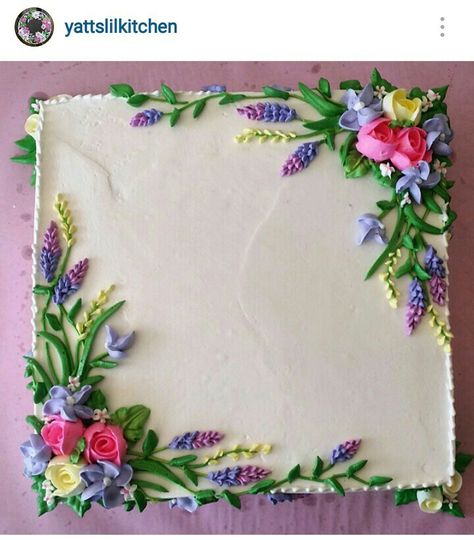 Tårta Design, Patisserie Fine, Sheet Cake Designs, Square Wedding Cakes, Buttercream Flower Cake, Cupcakes Decorados, Spring Cake, Buttercream Flowers, Floral Cake