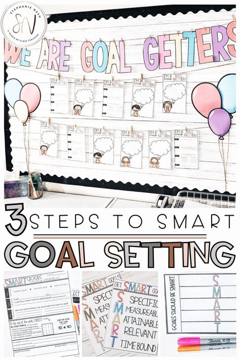 Goal Setting With Students, Goal Setting In The Classroom, Kindergarten Goal Setting Bulletin Board, Goals Bulletin Board Elementary, First Grade Goal Setting, Goal Setting For Kindergarten, Goal Setting 2nd Grade, Goal Getters Bulletin Board Ideas, Kindergarten Goals Bulletin Board