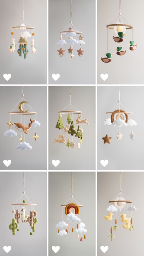 Amigurumi Patterns, Patchwork, Homemade Mobile, Homemade Baby Gifts, Diy Nursery Mobile, Diy Baby Room Decor, Cadeau Baby Shower, Crochet Baby Mobiles, Neutral Crib