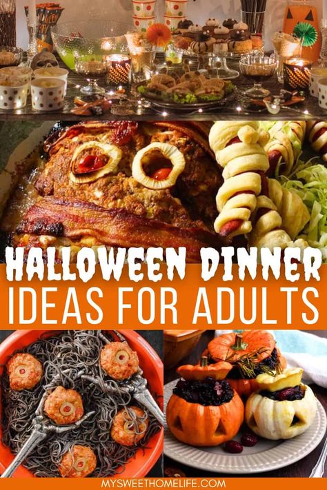 13 freaky and frightening Halloween dinner ideas for a fun themed Halloween date night or a scarily sophisticated Halloween dinner party. Check out this Halloween food for your Halloween party. Essen, Halloween Soup Ideas, Halloween Dinner Ideas For Adults, Kitchen Dinner Ideas, Halloween Main Dish, Halloween Date Night, Halloween Dinner Party Food, Halloween Food For Adults, Halloween Dinner Ideas