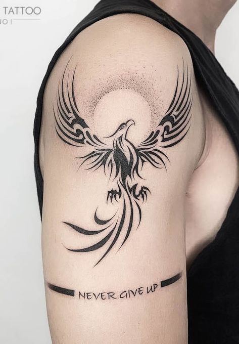 Tribal phoenix tattoo by @anothertattoo.hn_ A Tattoo, Phoenix, Tattoos, Never Give Up