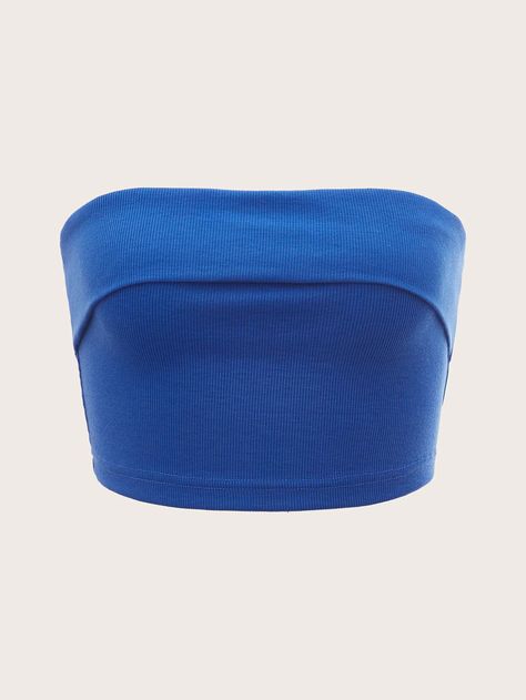 Ribe, Blue Tube Top, Top Azul, Shein Icon, Looks Party, Strapless Tops, Casual Summer Tops, Birthday Wishlist, Cropped Tube Top