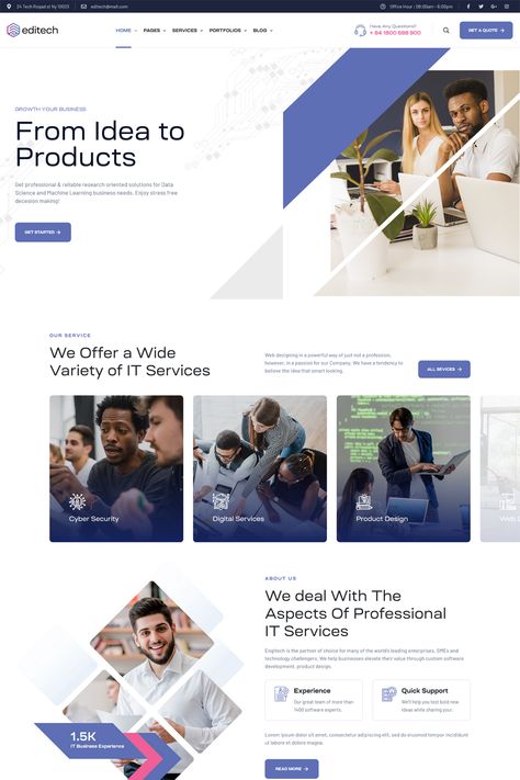 The "Editech - Corporate Business WordPress Theme" is a versatile and feature-rich WordPress theme designed for corporate businesses, startups, technology companies, and various other industries. It offers a range of features and customization options tailored to create a professional and visually appealing website for corporate and business purposes. Corporate Website Design Inspiration Layout, Website Design Corporate, Consulting Website Design, It Company Website, Corporate Web Design, Wordpress Website Template, Corporate Website Design, Consulting Website, Website Homepage