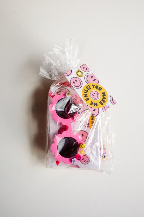 Groovy Two Birthday Party, Pink Smiley Face Birthday Party Ideas, Smiley Face Favors, Happy Face Party Favors, Smiley Party Favors, 7 Is A Vibe Birthday Party, Five Is A Vibe Party Favors, Smiley Face Party Ideas, Pink Smiley Birthday Theme