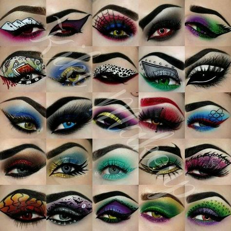 Cool eye shadow designs Types Of Eye Makeup, Villain Makeup, Makeup Fantasi, Theater Makeup, Makeup Zombie, Fantasy Make-up, Maquillage Yeux Cut Crease, Make Up Designs, Scary Eyes