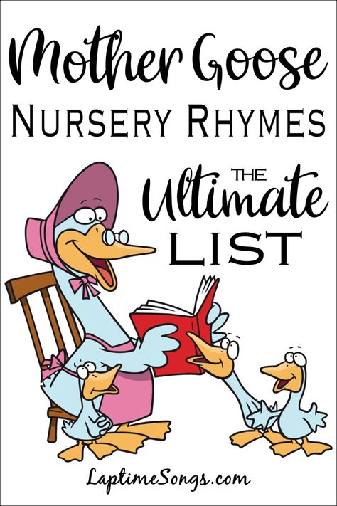 The Ultimate List of Mother Goose nursery rhymes perfect for remembering these classic rhymes. Great for preschool or toddler storytimes. List Of Nursery Rhymes, Baby Nursery Rhymes, Mother Goose Nursery Rhymes Costumes, Nursery Rhymes Dress Up Ideas, Nursery Rhymes Theme Preschool, Nursery Rhymes Crafts For Toddlers, Nursery Rhyme Costumes, Preschool Nursery Rhymes, Nursery Rhymes For Toddlers