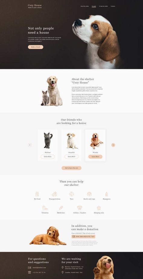 Animal Shelter Website Free PSD Template Pet Websites, Animal Rescue Quotes, การออกแบบ Ui Ux, Layout Portfolio, Layout Web, Web Design Websites, Ui Design Website, Web Design Projects, Website Ideas