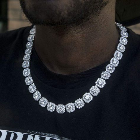 Hip Hop Style Men, Hip Hop Chains, Expensive Jewelry Luxury, Vvs Diamond, Tennis Chain, Layered Chains, Tennis Necklace, Diamond Chain, Square Diamond