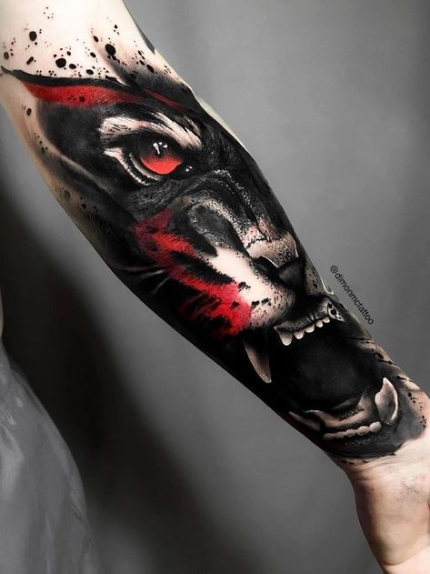 Lion Tattoo Design Cover Up, Tiger Coverup Tattoo, Cover Up Tattoos Wolf, Black Panther Realistic Tattoo, Half Sleeve Cover Up, Sleeve Cover Up Tattoo Men, Black Wolf Tattoo Design, Half Sleeve Tattoo For Men Forearm, Lion Tattoo Cover Up