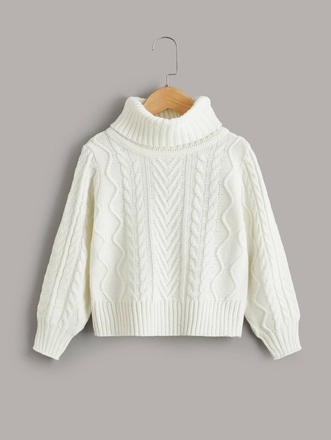 Beige Casual  Long Sleeve Recycle Polyester Plain Pullovers Embellished Slight Stretch Fall/Winter Girls Clothing Turtleneck Jumper, Girls Sweater, Cable Knit Turtleneck Sweater, Turtle Neck Jumper, Future Children, Outfit Hijab, Knit Turtleneck, Winter Girls, Knit Turtleneck Sweater