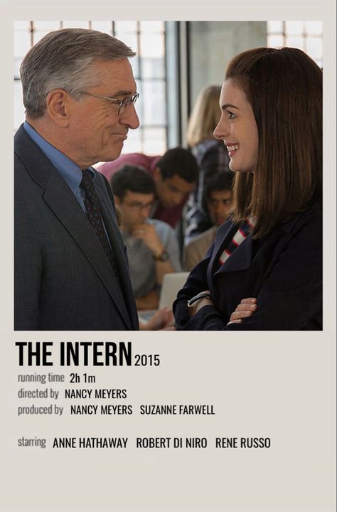 minimal polaroid movie poster for the intern The Intern Movie, Polaroid Movie Poster, Rene Russo, The Intern, Girly Movies, Movie Card, Nancy Meyers, Film Pictures, Great Movies To Watch