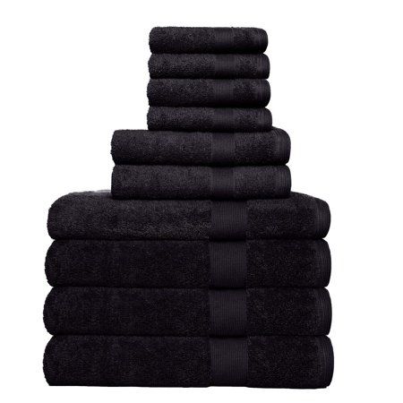 Towel Set Gift, Mickey Bathroom, Modern Bath Towels, House Essentials, Black Bath, Storage Closet, Towel Sets, Black Towels, Wash Cloths