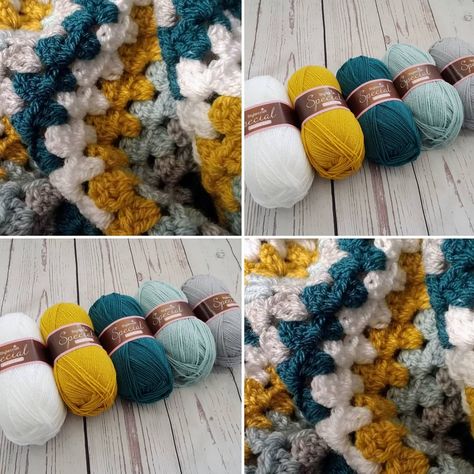 I've added this teal and mustard yarn pack to the website (link in bio) it's £8.50 and includes 5 x 100g balls of stylecraft special dk 😍😍 Crochet Colours Combinations, Crotchet Colour Combinations, Cute Crochet Color Combinations, Yarn Blanket Color Ideas, Colour Combinations Crochet, Crochet Blanket Color Palette, Crochet Afghan Colors Combinations, Crochet Colors Combinations, Crochet Blanket Ideas Color Combinations Colour Palettes