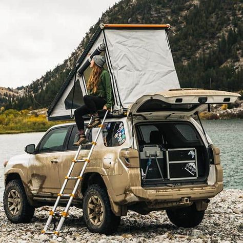 Camping 4runner, Rooftop Tent Camping, Glamping Ideas, Rooftop Tent, Jeep Camping, Car Tent, Roof Tent, Camper Van Conversion Diy, Overland Vehicles