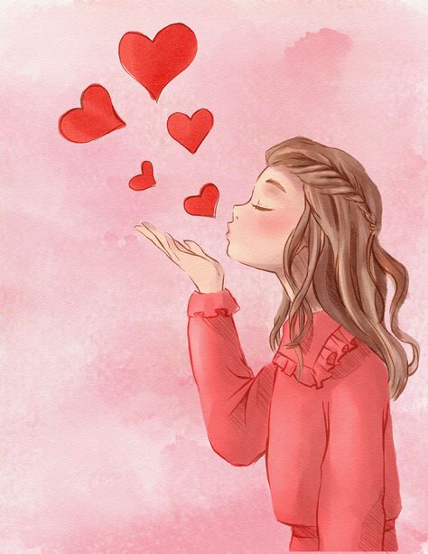 Blowing kisses and love for everyone #love #kisses #crush Blowing Kiss Drawing, Kiss Drawing, Kiss Illustration, Stylized Portraits, Blow A Kiss, Kissing Drawing, Prom Posters, Hug Images, Cover Illustrations