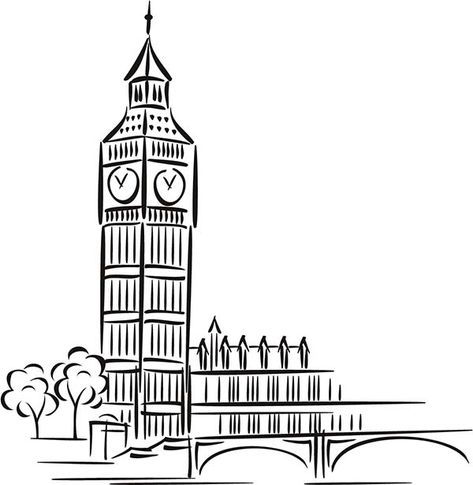 Big Ben For Preschool Kids Coloring Page : Coloring Sun Big Ben Tattoo, Big Ben Drawing, London Drawing, London Illustration, London Wallpaper, London Painting, Kid Coloring Page, Living In London, Big Ben London