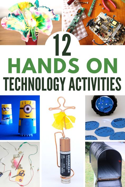 12 fun screen-free technology STEM activities for kids! Creative ideas and projects for hands-on learning. #stem #stemeducation #teched #elementary Technology Activity For Preschool, Technology Activities For Elementary, Stem Technology Activities, Kids Creative Ideas, Stem Room, Steam Activities Elementary, Preschool Technology, Kindergarten Technology, Stem Activities Kindergarten